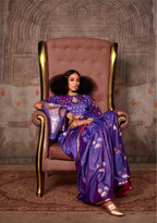 Purple Silk Satin Pichwai Saree