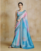 Vibrant Blue Digital Printed Saree