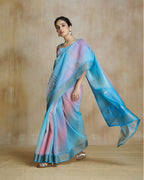 Vibrant Blue Digital Printed Saree