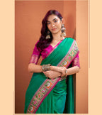 Green Soft Silk Saree with Patola Borders and Pallu