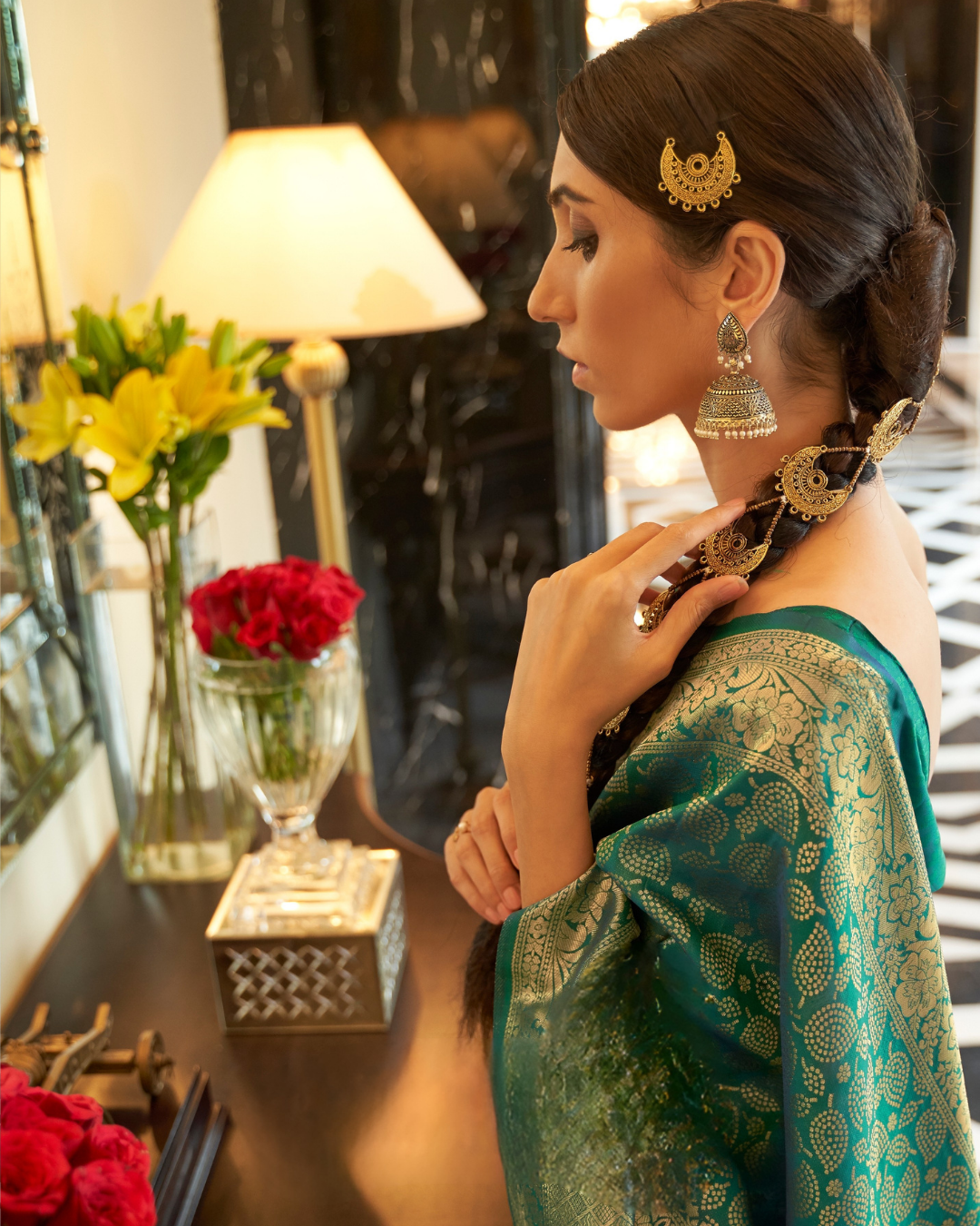 Green  Banarasi weaving silk sarees