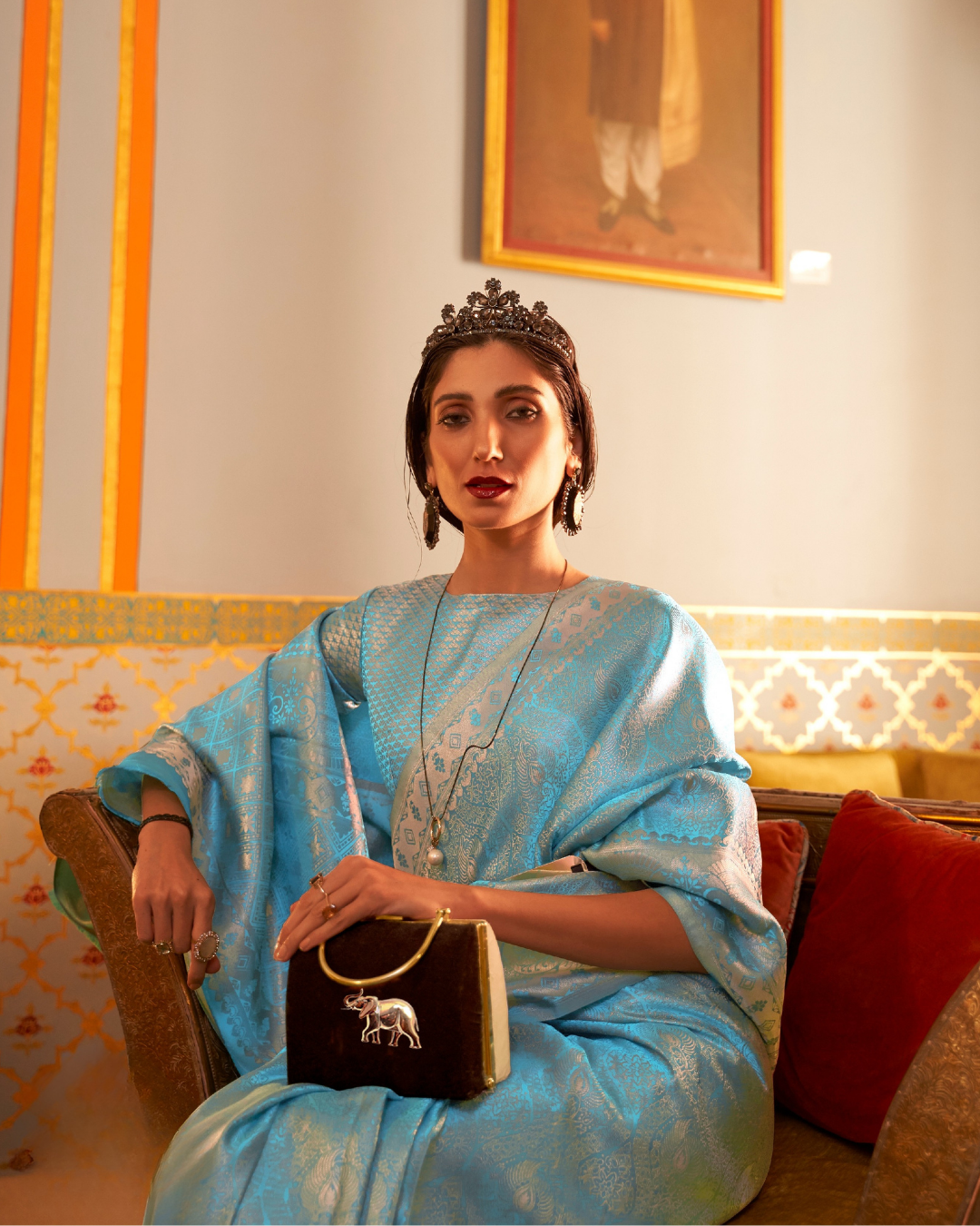 Blue  Satin Silk saree