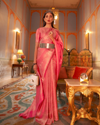 Pink  Satin Silk saree