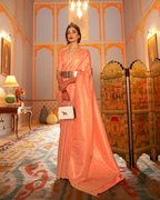 Orange  Satin Silk saree
