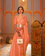 Orange  Satin Silk saree