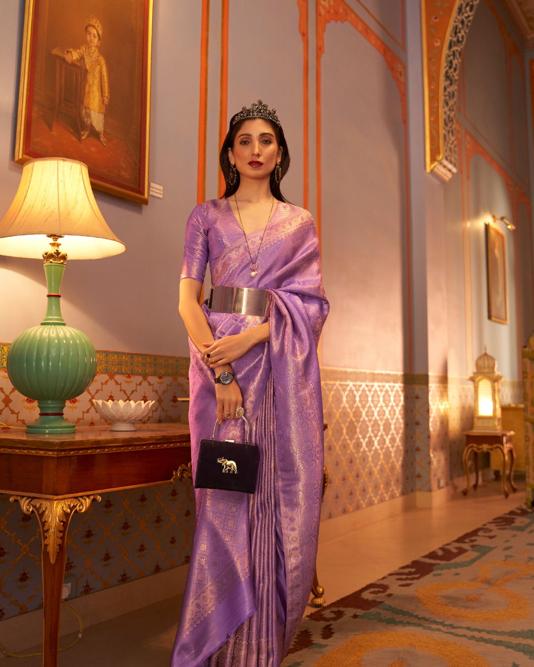 Purple  Satin Silk saree