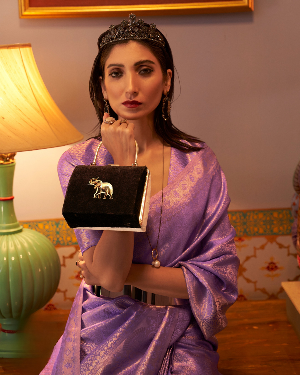 Purple  Satin Silk saree