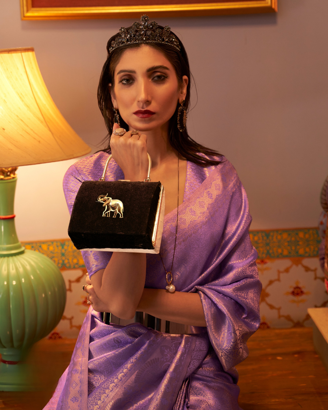 Purple  Satin Silk saree