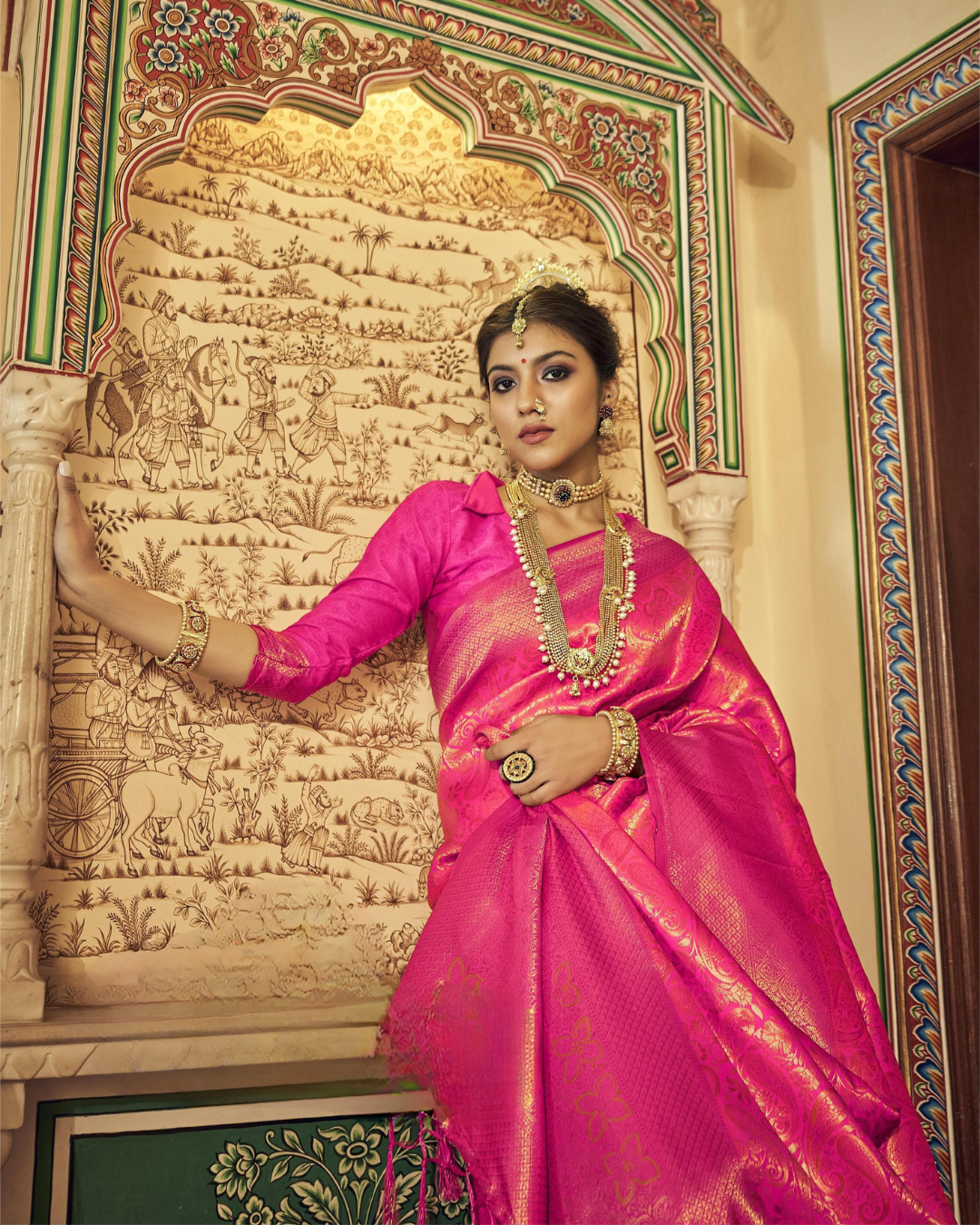 Pink Silk Weaving Kanjivaram Saree