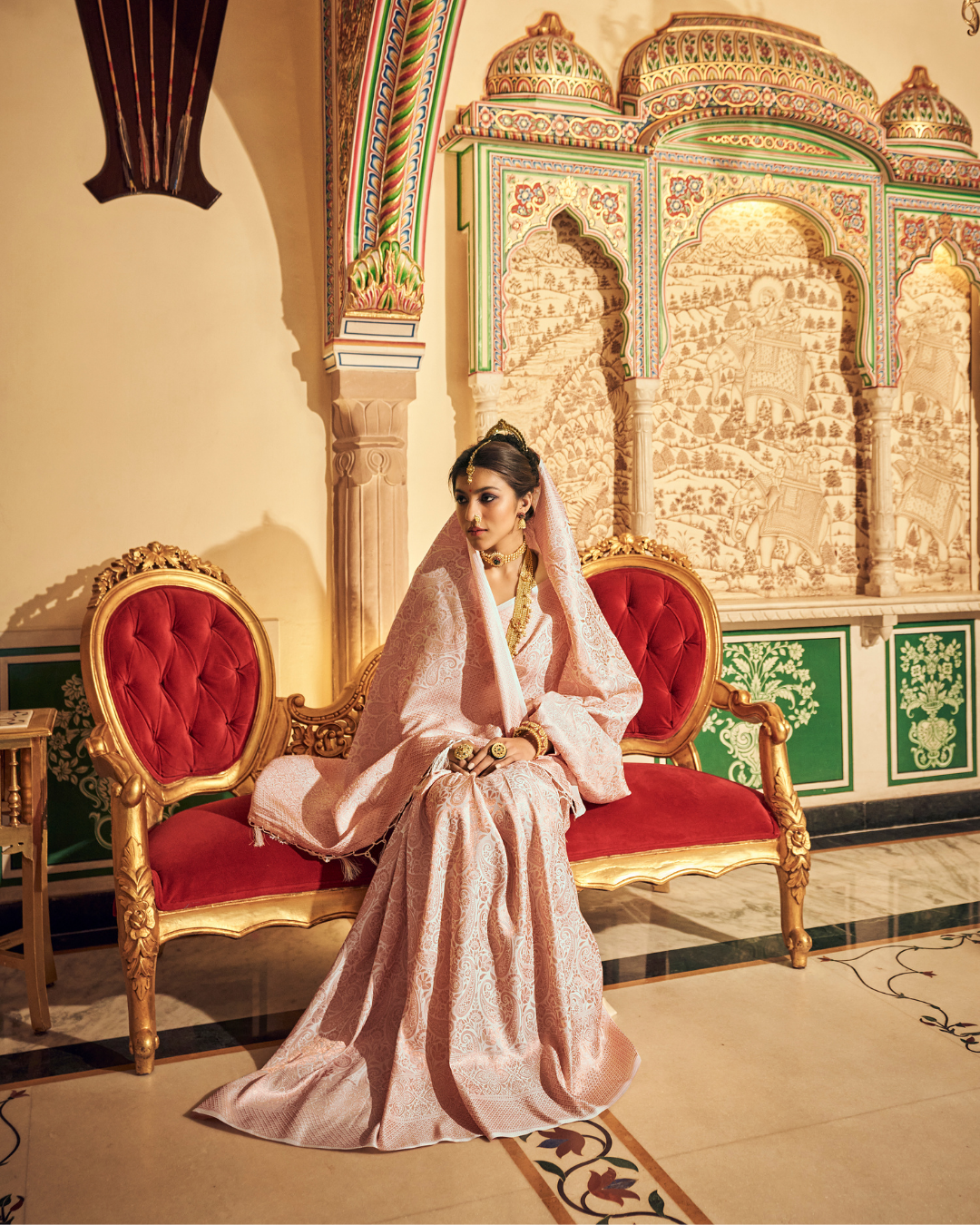 White Silk Weaving Kanjivaram Saree
