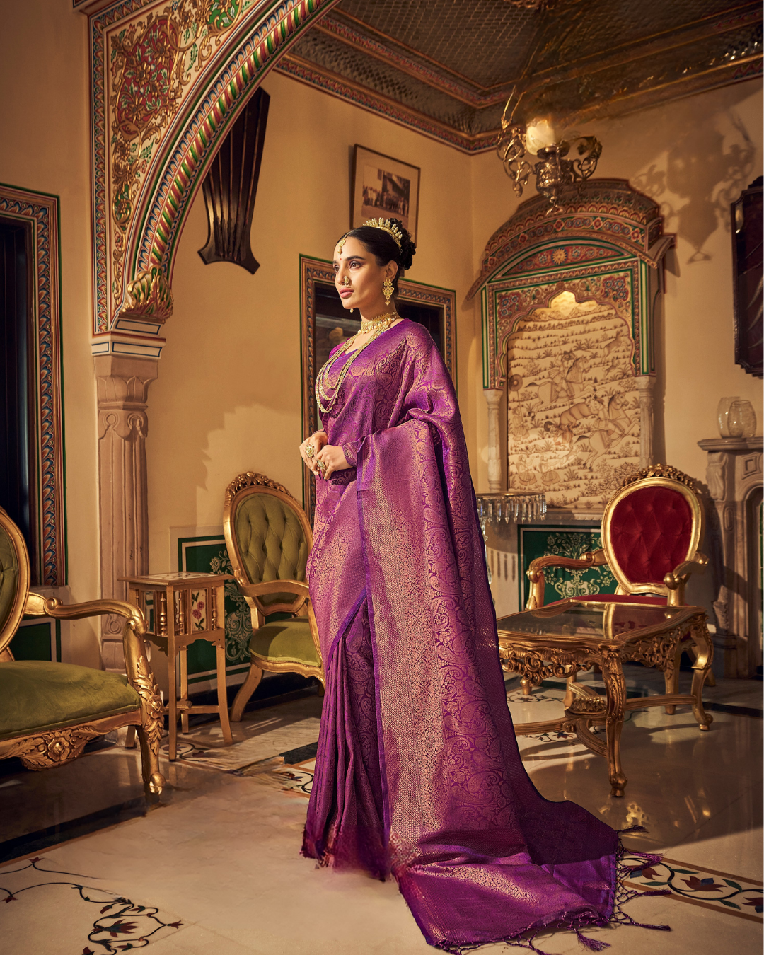 Purple Silk Weaving Kanjivaram Saree