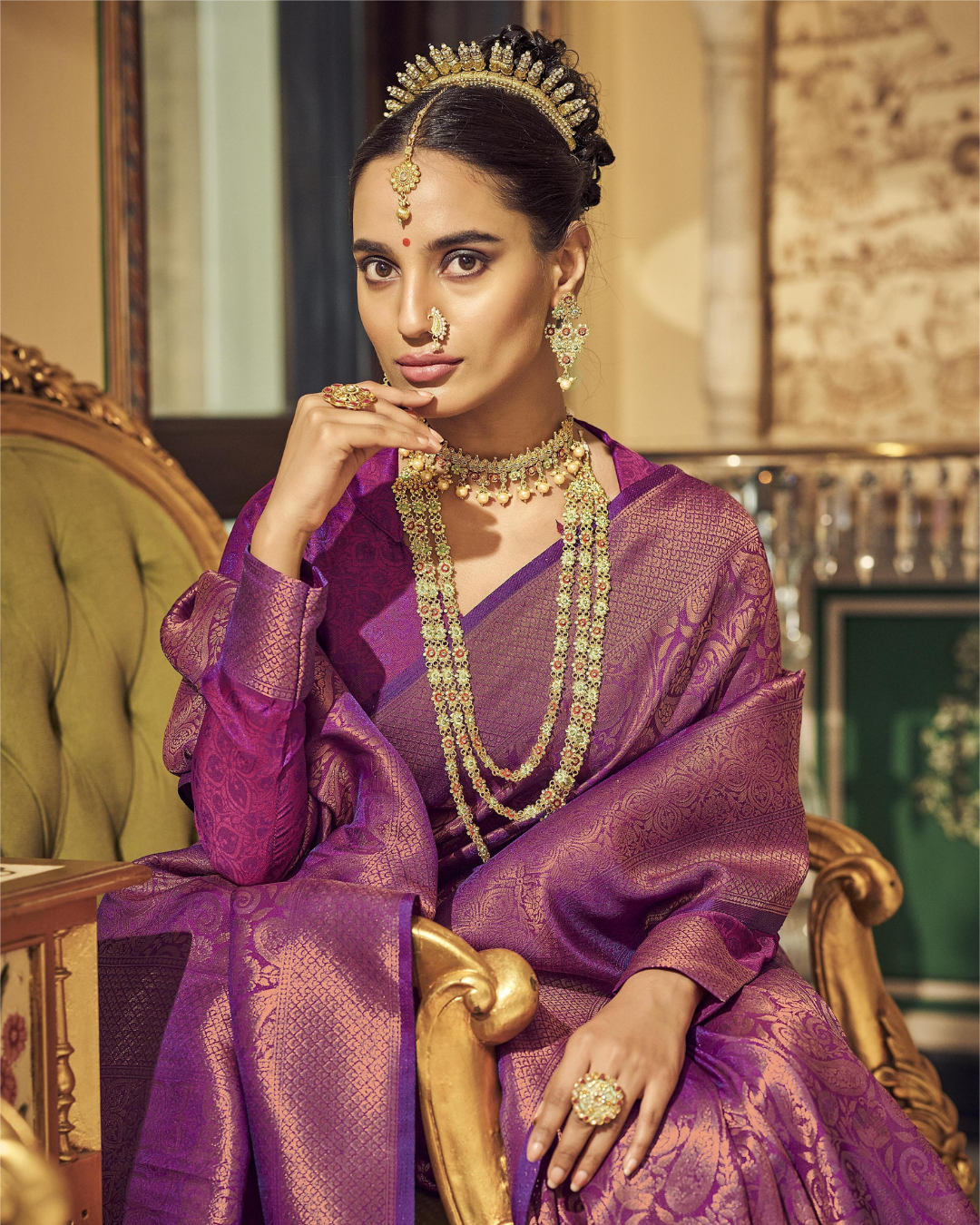 Purple Silk Weaving Kanjivaram Saree