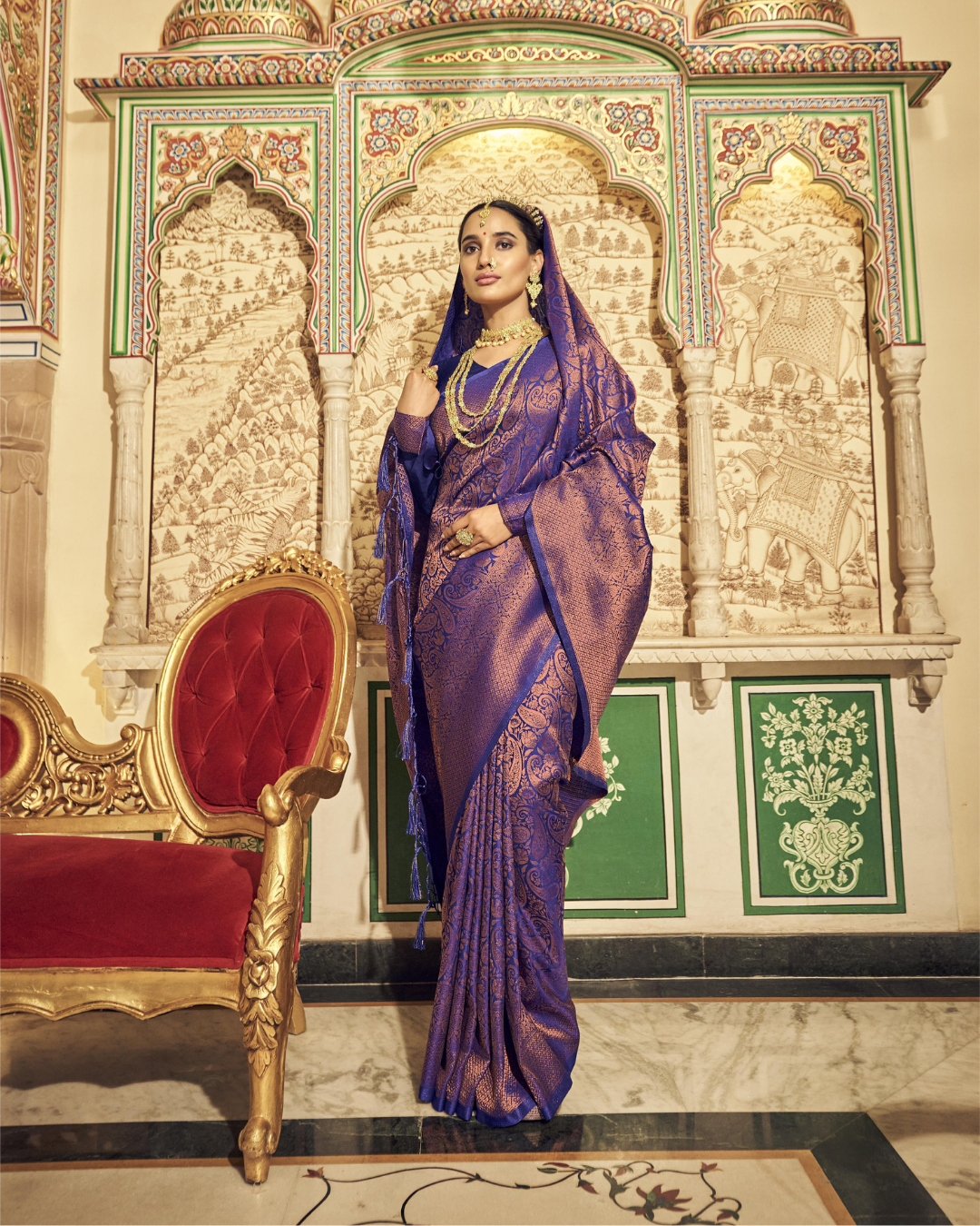 Blue Silk Weaving Kanjivaram Saree