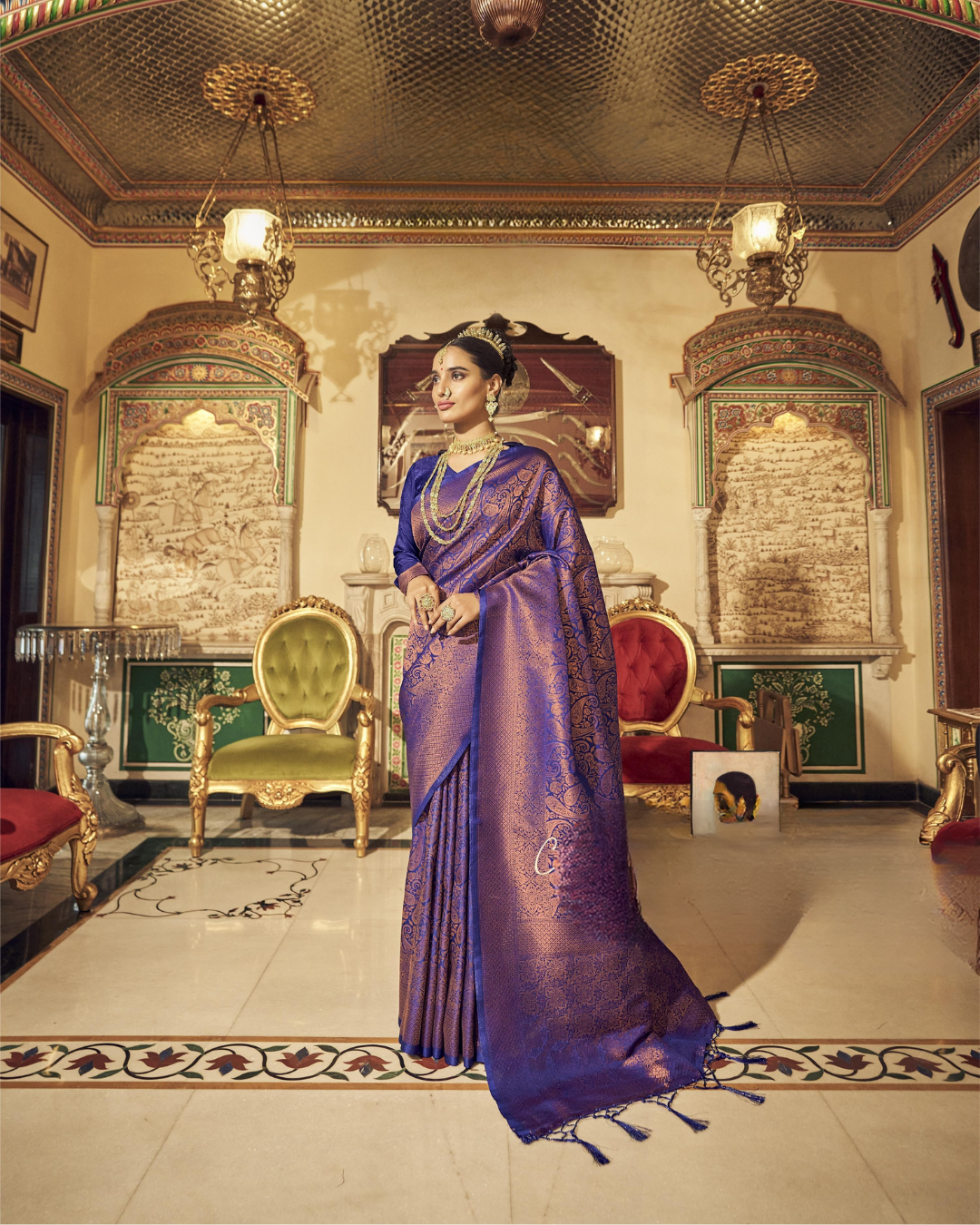 Blue Silk Weaving Kanjivaram Saree