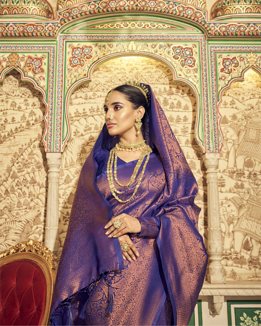 Blue Silk Weaving Kanjivaram Saree
