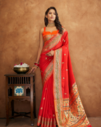 Orange Banarasi Soft Silk