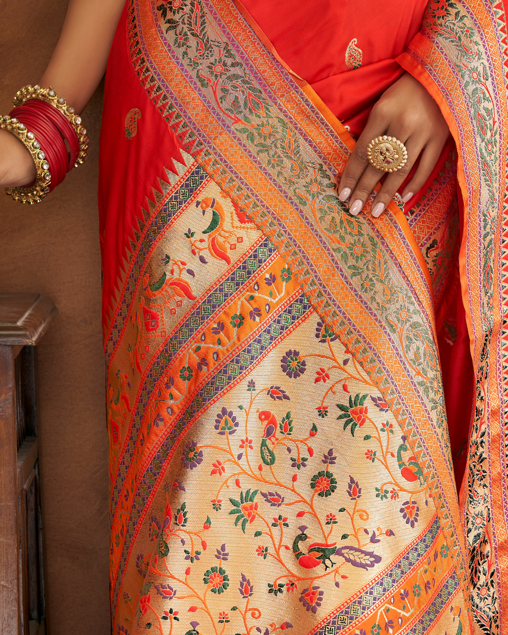 Orange Banarasi Soft Silk