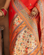 Orange Banarasi Soft Silk