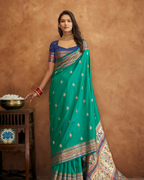 Green  Banarasi Soft Silk