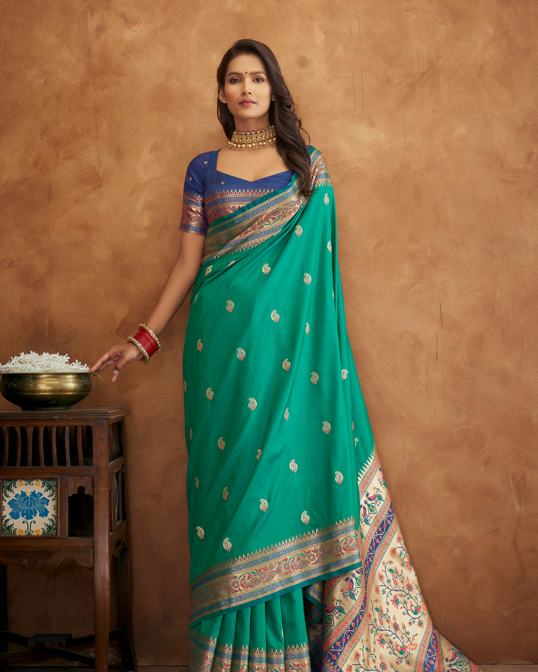 Green  Banarasi Soft Silk