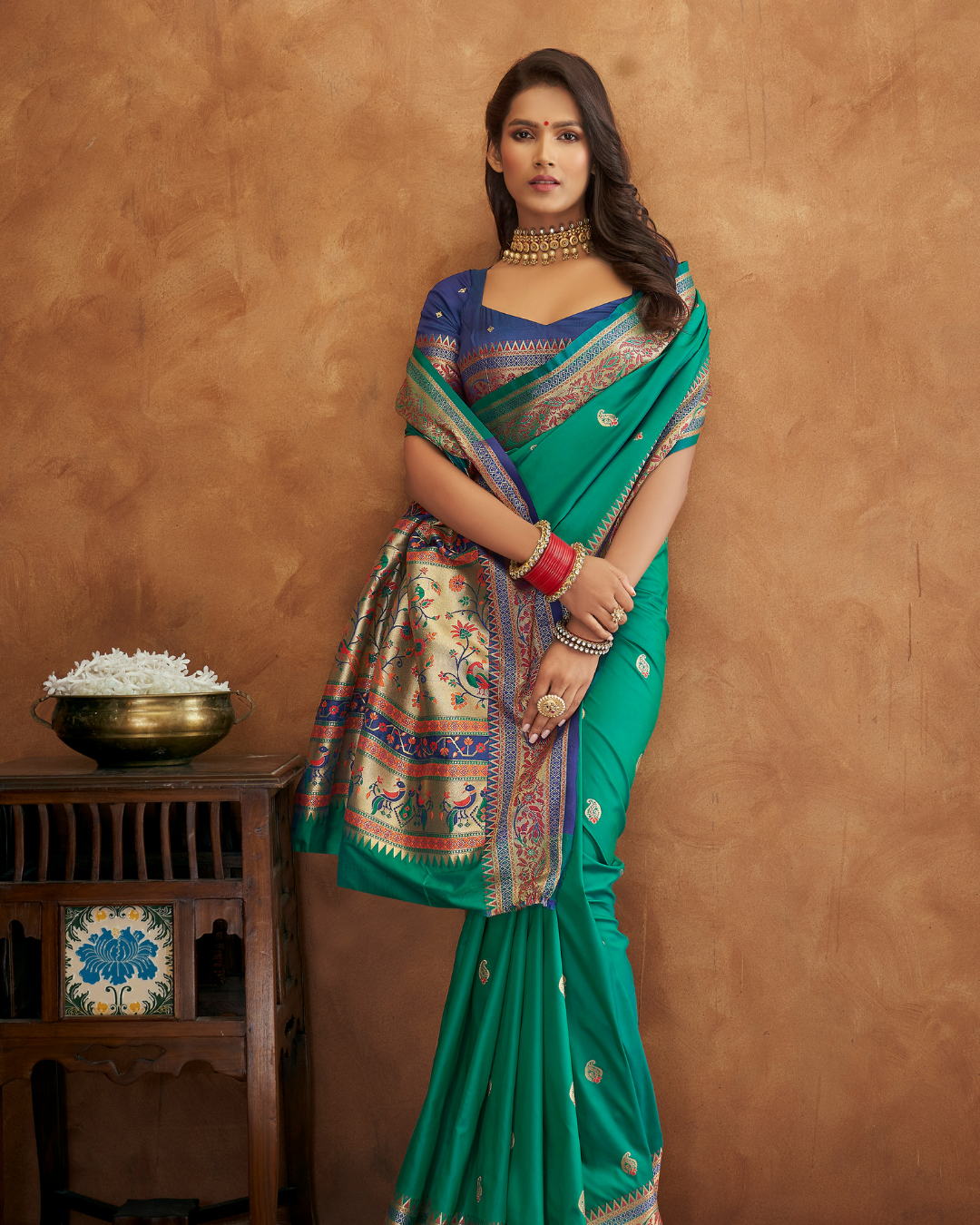 Green  Banarasi Soft Silk