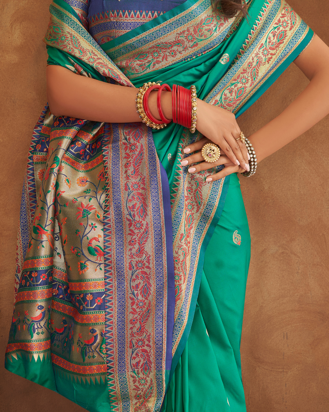 Green  Banarasi Soft Silk