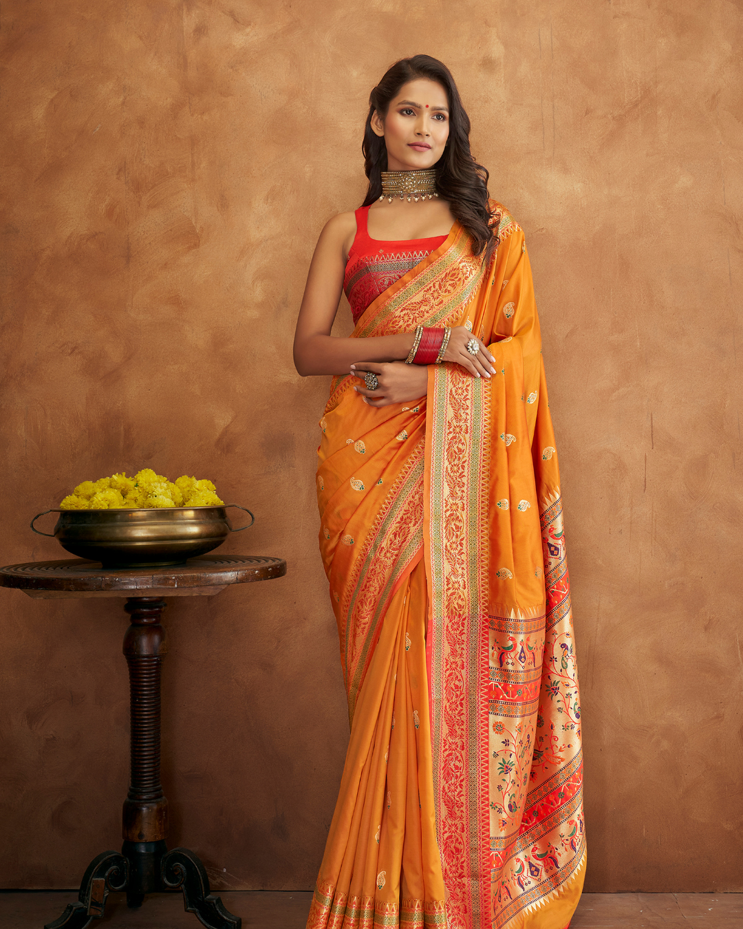 Yellow  Banarasi Soft Silk