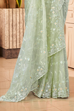 Crystal Light Green Saree - SaviDurga