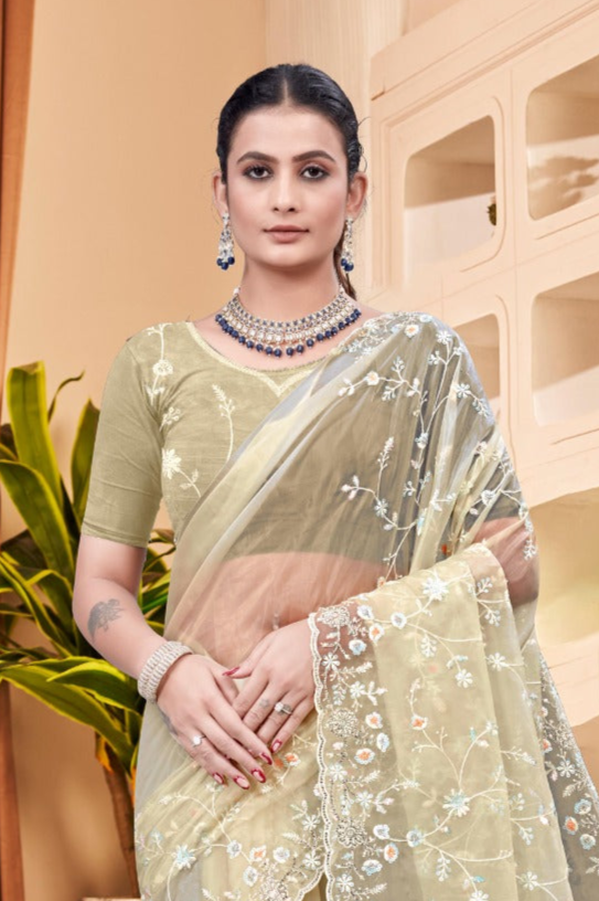 Crystal Light Yellow Saree