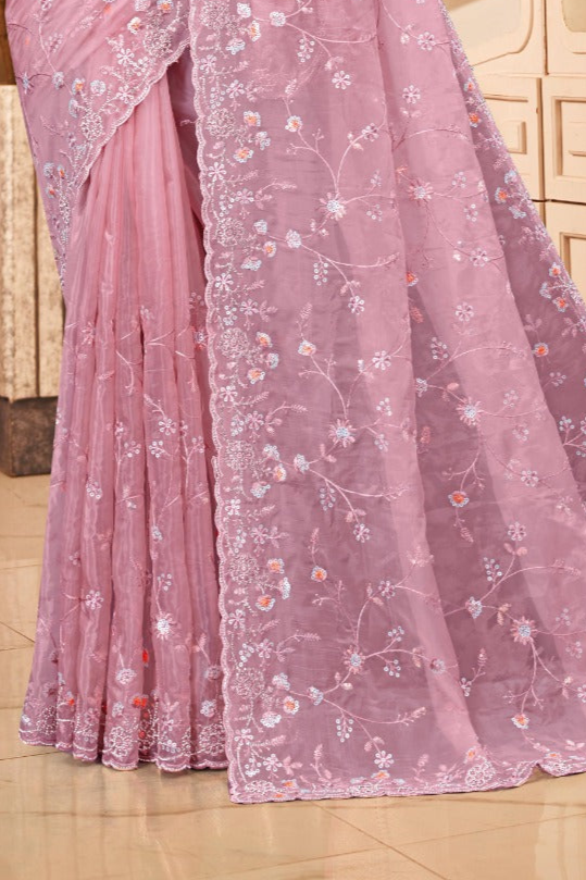 Pink Crystal Saree