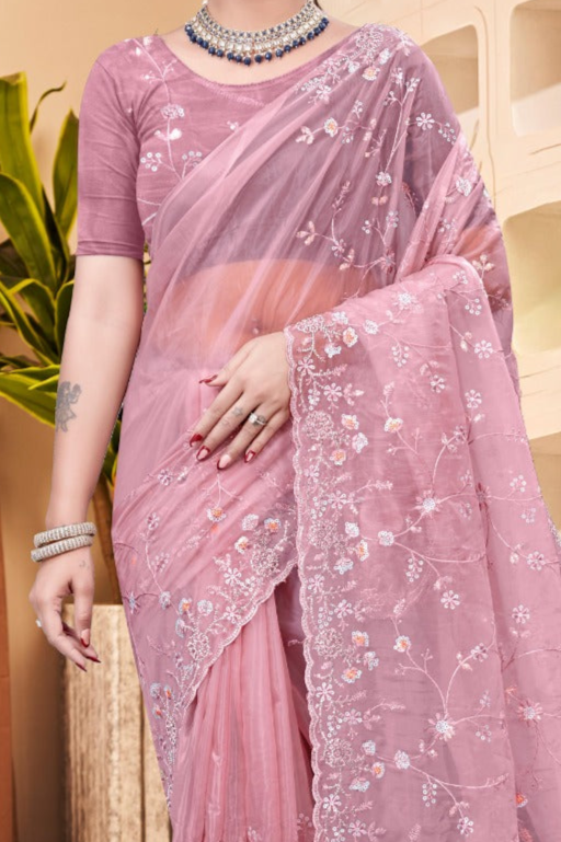 Pink Crystal Saree