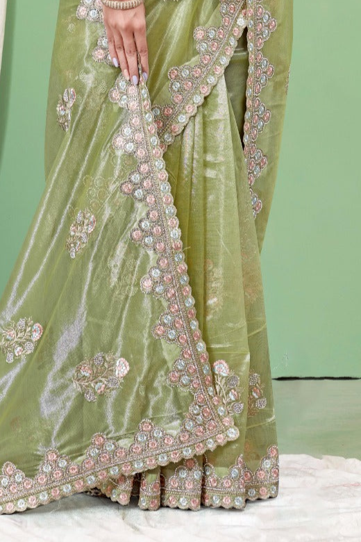 Green Lily Nett Saree