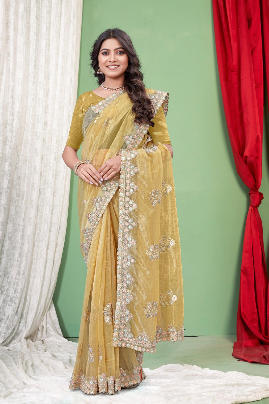 Yellow Lily Nett Saree