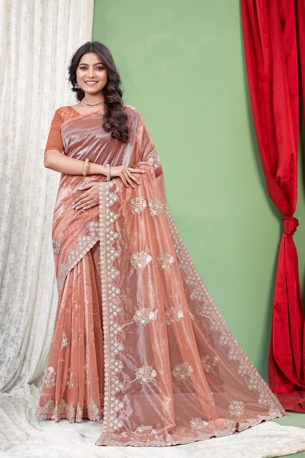 Peach Lily Nett Saree