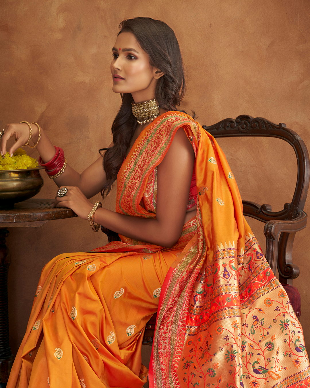 Yellow  Banarasi Soft Silk