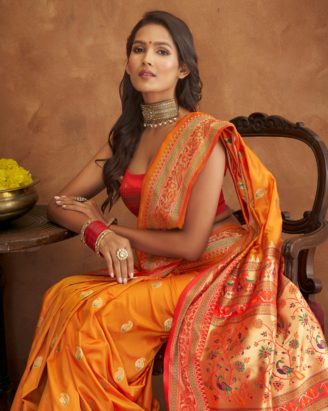 Yellow  Banarasi Soft Silk