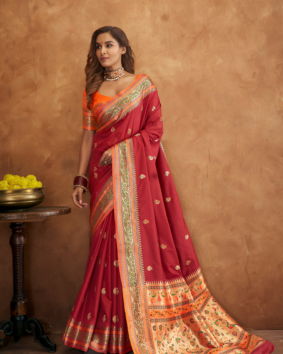 Red  Banarasi Soft Silk