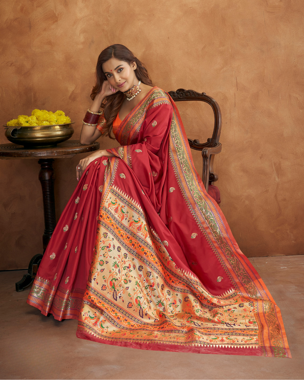 Red  Banarasi Soft Silk