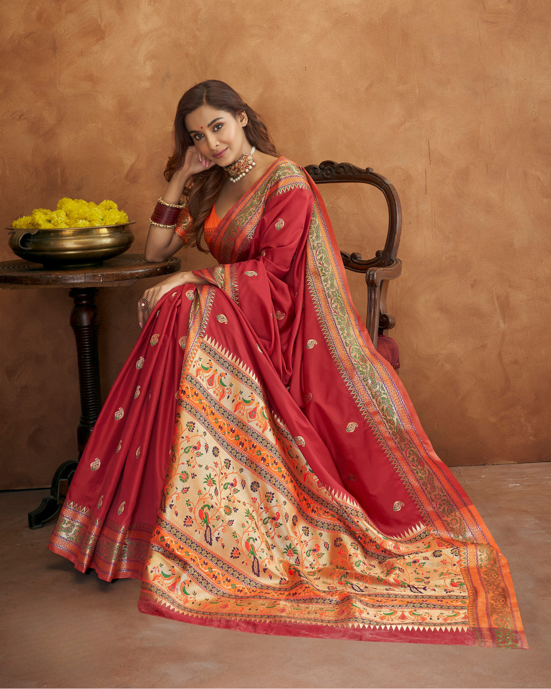 Red  Banarasi Soft Silk