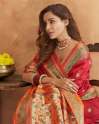 Red  Banarasi Soft Silk