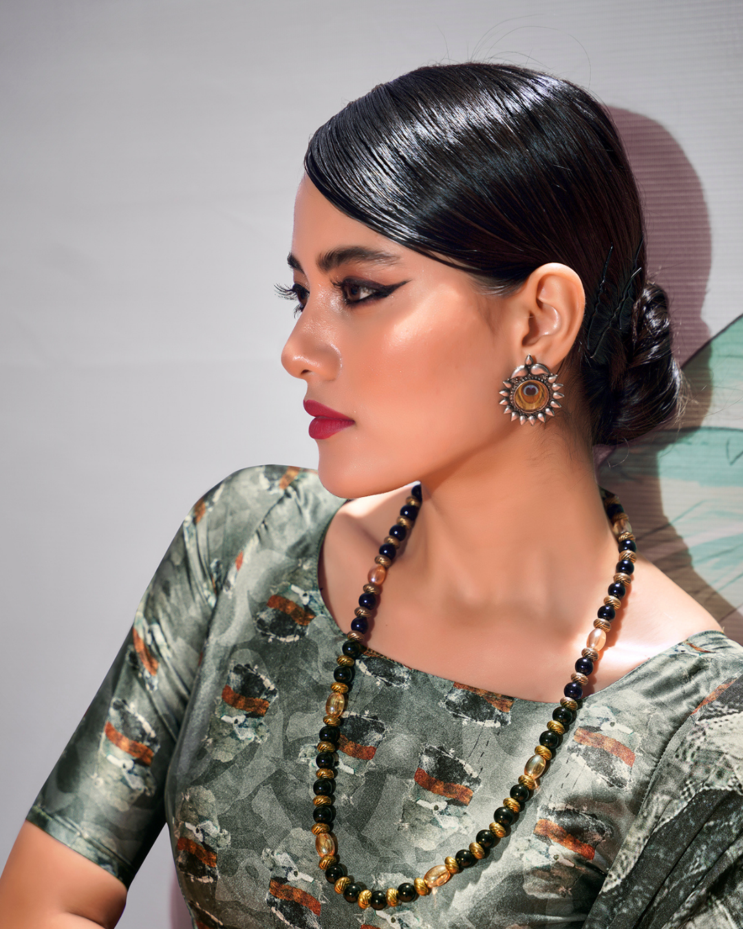Black and white  Soft Satin Digital Print Saree