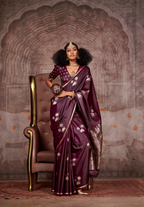 Maroon Silk Satin Pichwai Saree