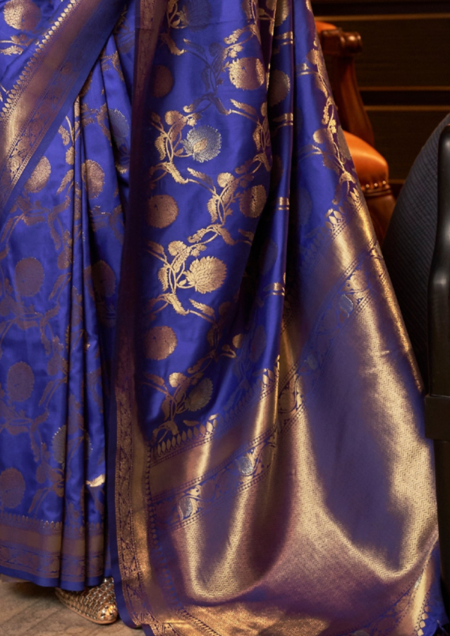 Blue handloom weaving sarees