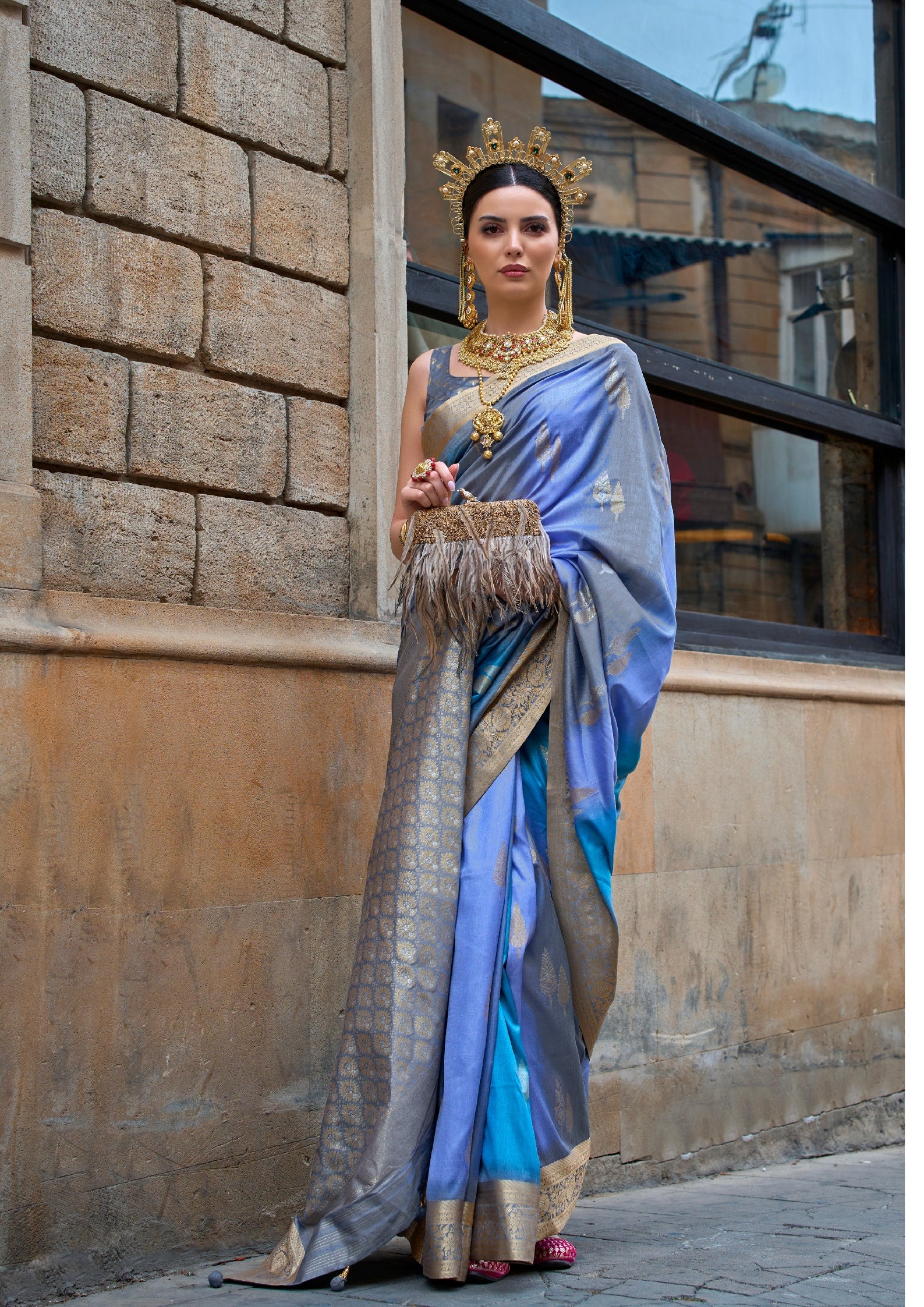 METALLIC BLUE V.P.SILK WITH AQUA FINISH