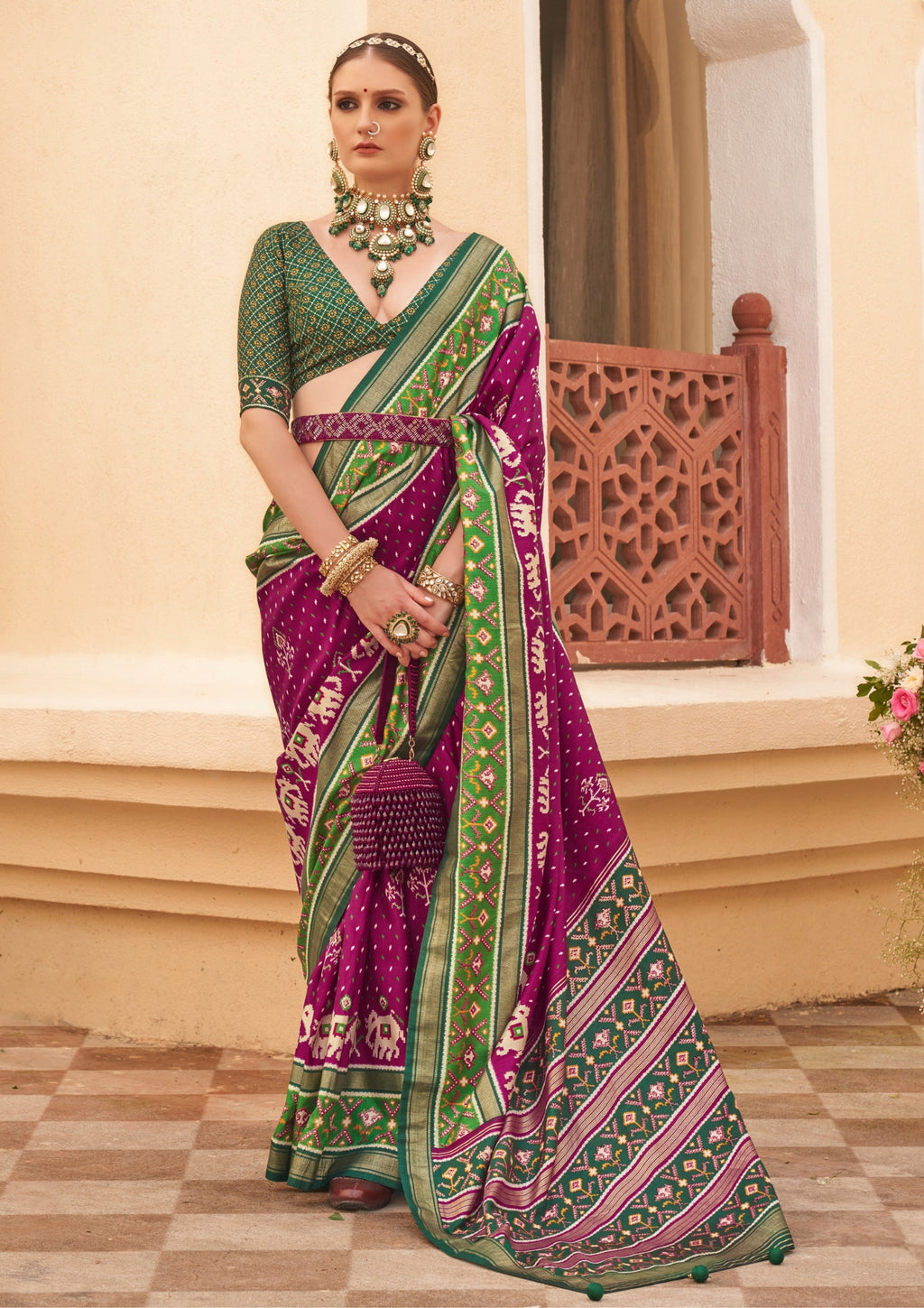 Plum And Green Silk with Aqua Finish