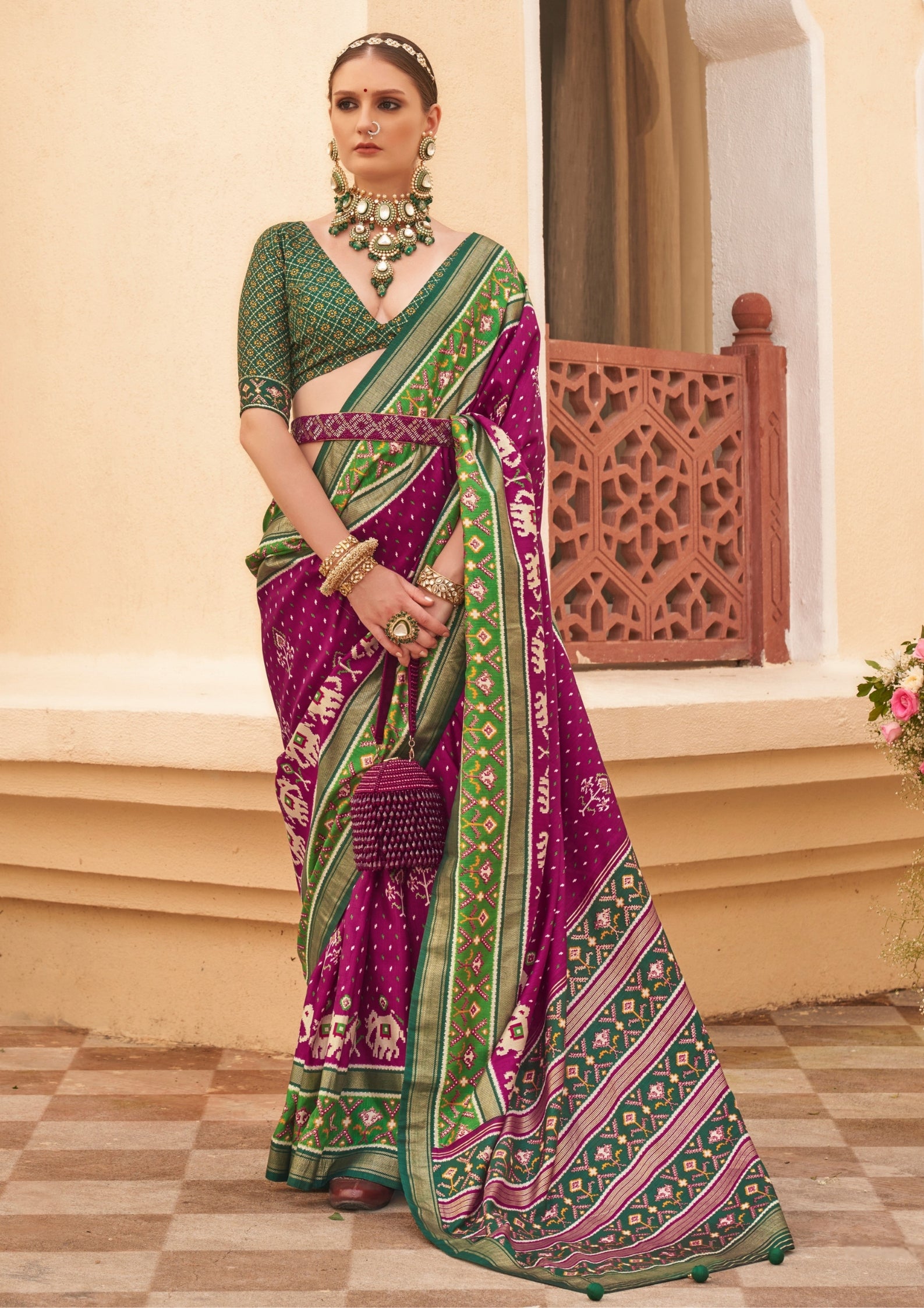 Plum And Green Silk with Aqua Finish