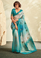 PURE HANDLOOM KHADI SILK SKY BLUE SAAREE