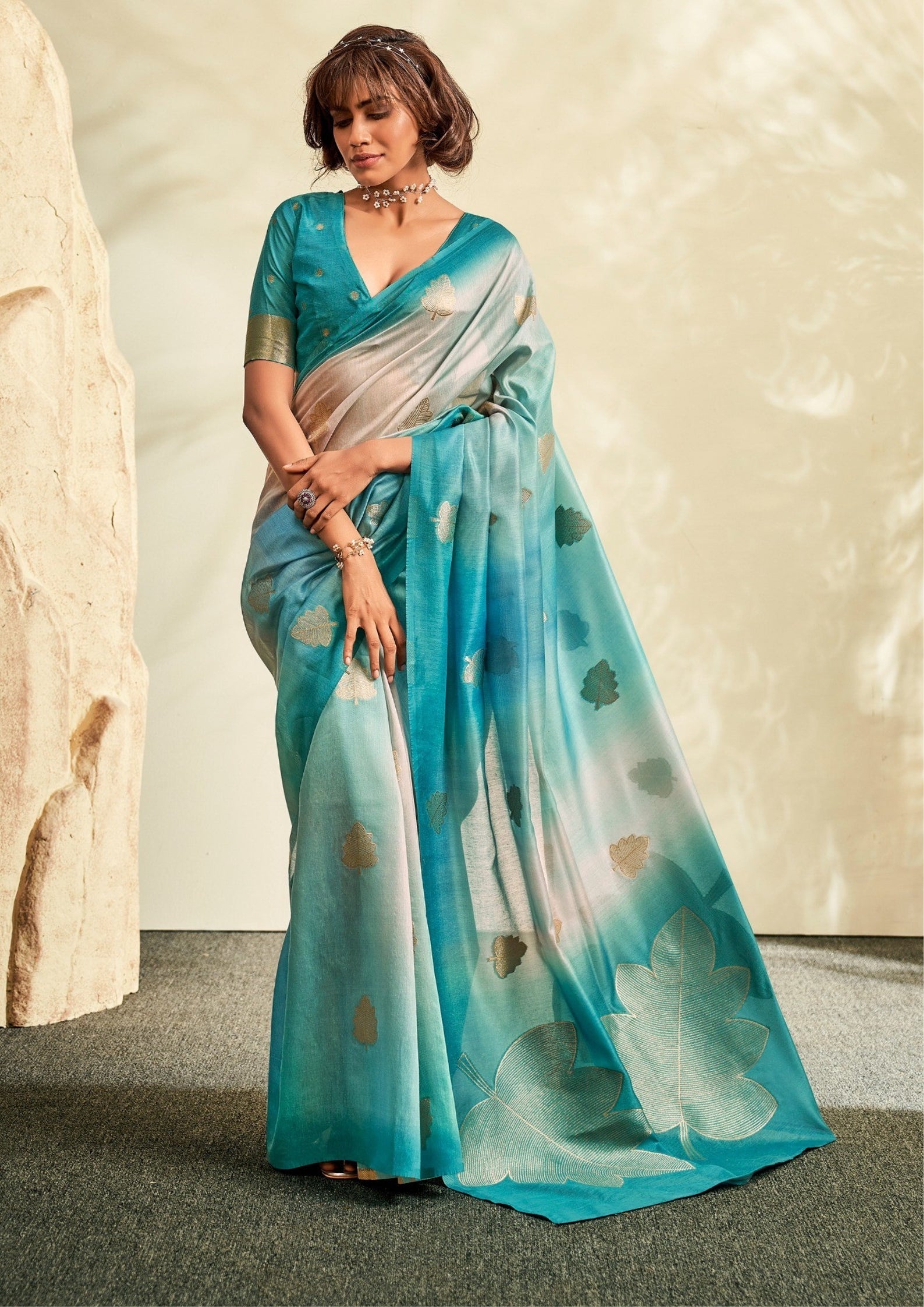 PURE HANDLOOM KHADI SILK SKY BLUE SAAREE