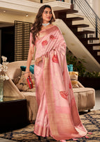 Soft Silk Pink Saaree With Digital Print