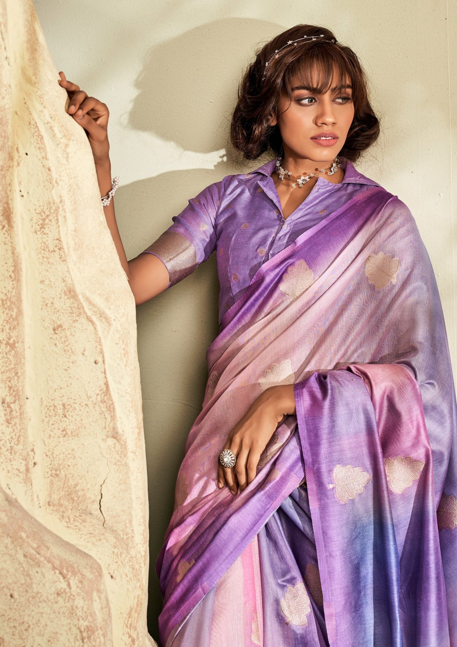 PURE HANDLOOM KHADI SILK PURPLE SAAREE